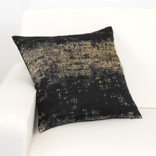 THE-TINOART Pack of 2 Modern Black and Gold Throw Pillow Covers 18x18, Textured Jacquard Woven with Metallic Threads, Luxury Pillow Covers for Couch Sofa Bed - color: Black Ember, size: 18" x 18" (Pack of 2)
