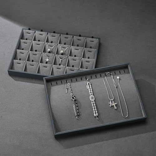 24 Grid Removable Insert Jewelry Necklace Display Tray - size: 24 Grid with Insert