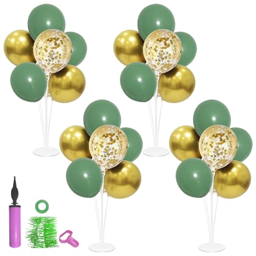 ZJDHPTY 4Set Green and Gold Balloon Stand Table Centerpieces Party Decor - color: Green Gold 4