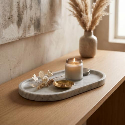 YKAJO Carrara White Gray Oval Marble Tray, 11.8x5.9 Perfume Organizer Dish - color: Carrara White Gray, size: 11.8" x 5.9" x 0.6"