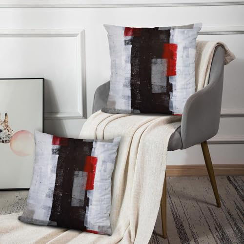 Throw Pillow Covers for Couch, 18x18 Inch, Set of 2, Grey Red - color: Red and Grey, size: 18" x 18" (Pack of 2)