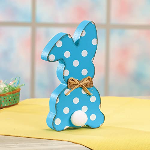 Easter Blue Bunny Shelf or Table Sitter, 100% MDF, Seasonal D cor -