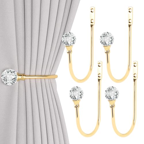 Groleca U Shaped Metal Curtain Holdbacks, Curtain Tiebacks, 4 Pack, Gold - color: 4 Pcs, Gold