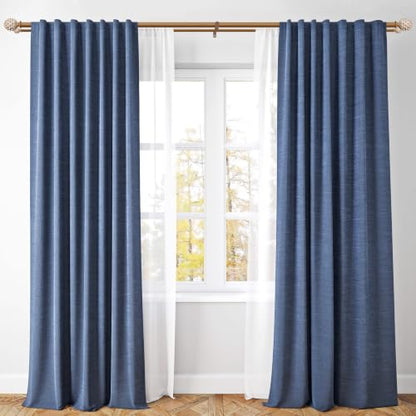 1" Double Layered Curtain Rod, Imitation Woodgrain, 28"-84" - color: Wood, size: 28"-84"