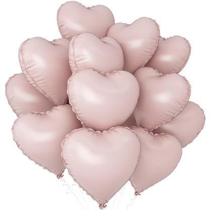 Baby Pink Heart Foil Balloons,12Pcs 18Inch Heart Shaped Balloons - color: Baby Pink