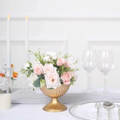 Efavormart 2 Pack | 4" Gold Metal Ribbed Bowl Style Flower Table Vase, Antique Indoor Outdoor Planter Pot - color: Type4