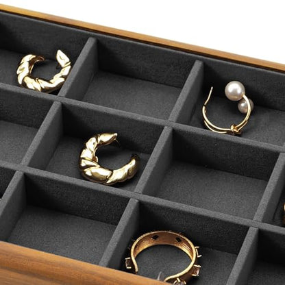 Oirlv Wood 12-Compartment Jewelry Tray Dark Grey - color: Grey, size: 12 grid