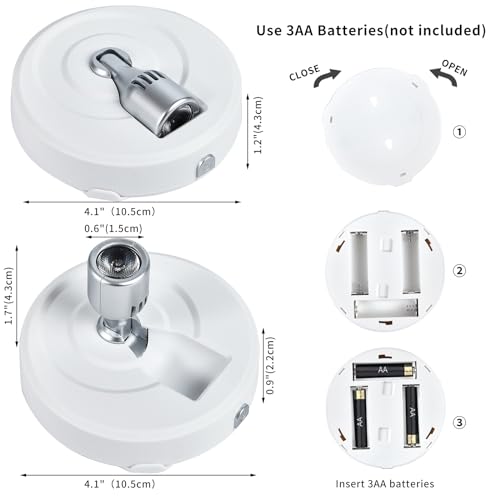2-Pack LED Spotlight Battery Operated Picture Lights, Puck Lights with 2 Remote, Dimmable Stick Spot Lights with Timmer for Wall Display Painting Dartboard Artwork Accent Closet - color: White Silver