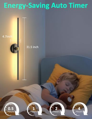 Wall Sconces Battery Operated Set of 2, 10000mAh Rechargeable Wall Lights - color: Black