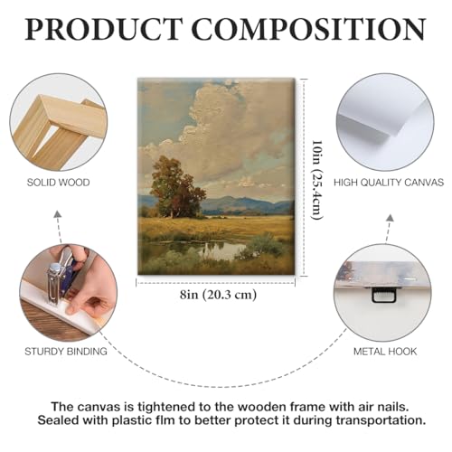 APOHBGV Vintage Countryside Landscape Canvas Wall Decor, Rustic Field Tree Nature Art, Farmhouse Rural Scenery Artwork Suitable for Living Room Bedroom Bathroom Office Home Decoration, 8x10 Inch - color: Home07