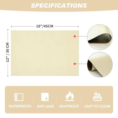 Artoid Mode Cream Faux Leather Placemats Set of 4 - color: Beige, size: 12" x 18", Rectangular Set of 4