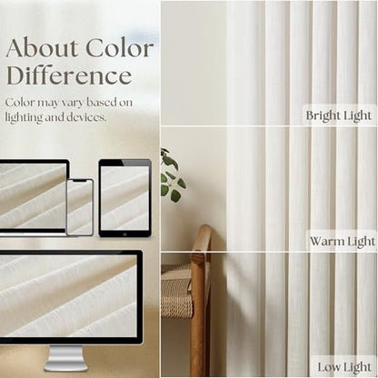 TWODRAPES Natural Pinch Pleated Linen Curtains 92 Inches Long 2 Panels Set - color: Natural, size: 40"W x 92"L (Pack of 2)
