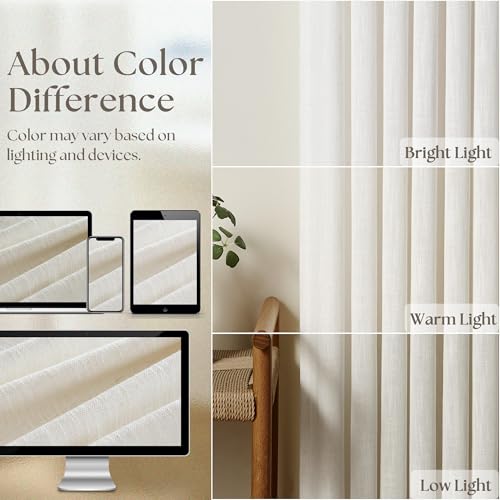 TWODRAPES Memory Shape Trained Pinch Pleated Linen Curtains 100 Inches Long - color: Natural, size: 40"W x 100"L (Pack of 2)