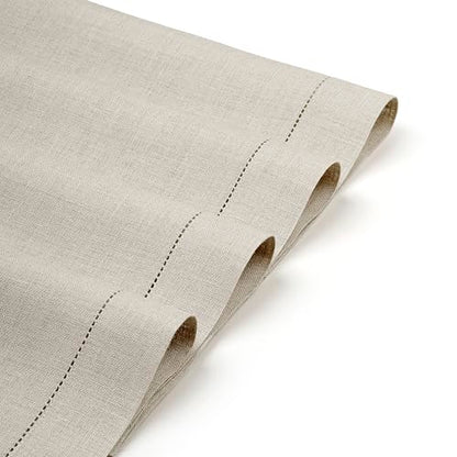 Signature Linen™ by D'Moksha, Natural Placemats Set of 6, 14 x 19 Inch, 100% Pure Linen Table Mats, Hemstitch, Machine Washable Cloth Placemats- Fall, Weddings, Outdoor Hosting - color: Natural, size: Set of 6 (14 X 19 Inch)