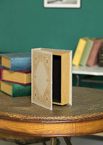 Vintiquewise Decorative Vintage Book Shaped Trinket Storage Box, Off White - color: Taupe