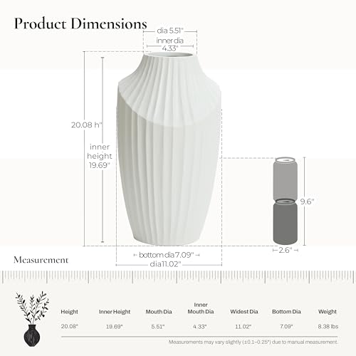 LuxenHome 20" Modern Abstract Sculpture White Ceramic Vase