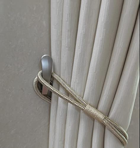Adjustable Self Adhesive Curtain Tieback, No Drill Curtain Hook - color: White