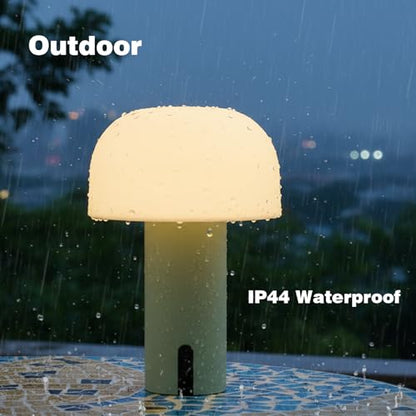 Mushroom Table Lamp, Cordless Rechargeable Touch Light, Waterproof - color: Sage Green