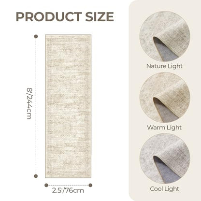 2'6 x 8' Runner Rug Non Slip,Washable Kitchen Rugs,Beige - color: Beige/Ivory, size: 2'6" x 8' (Runner)