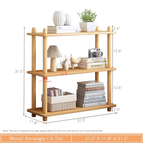IOTXY 3-Tier Wooden Shelf Bookcase, Freestanding Open Bookshelf, Oak - color: Oak, size: 3-Tier