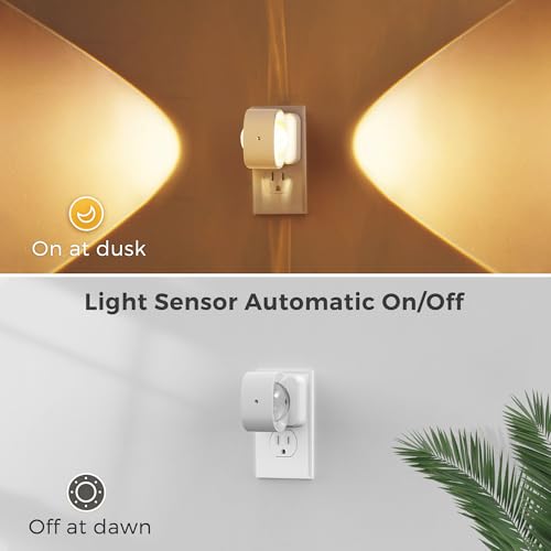 L LOHAS LED Night Lights Plug into Wall, Night Light Projector Light Sensor - color: White