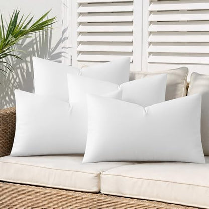 MIULEE Outdoor Pillow Inserts 12x20 Pack of 4 - size: 12x20 Inch