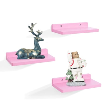 Small Floating Shelves for Wall,5 x 8.5 Inch,Set of 3,Pink - color: Pink