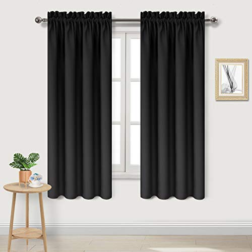 DWCN Blackout Curtains for Bedroom Living Room 38 x 63 Inch Long Black - color: Black, size: 38"W x 63"L (Pack of 2)