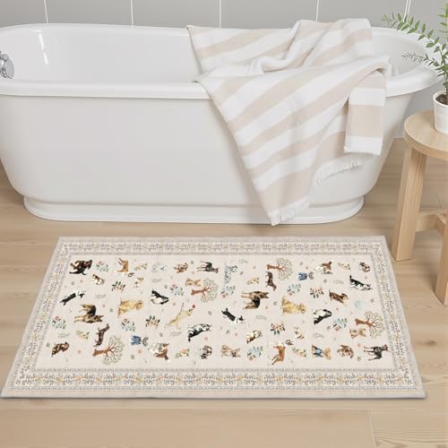 Beige Hallway Runner Rug 2x4 for Bedroom Kitchen - color: Beige Dog, size: 2' x 4' (Rectangular)