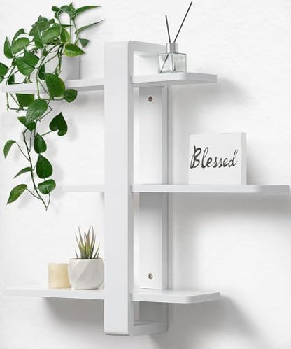 SUMGAR White Floating Shelves for Wall, 3 Tier Adjustable Large Shelf Unit - color: White, size: 3 Tier 19.6in