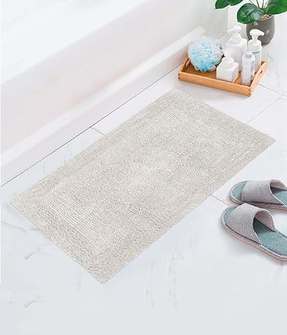 COTTON CRAFT 2 Pack Reversible Bath Mat - Plush Bath Rug - 17x24 - Platinum - color: Platinum, size: 17x24 Inches