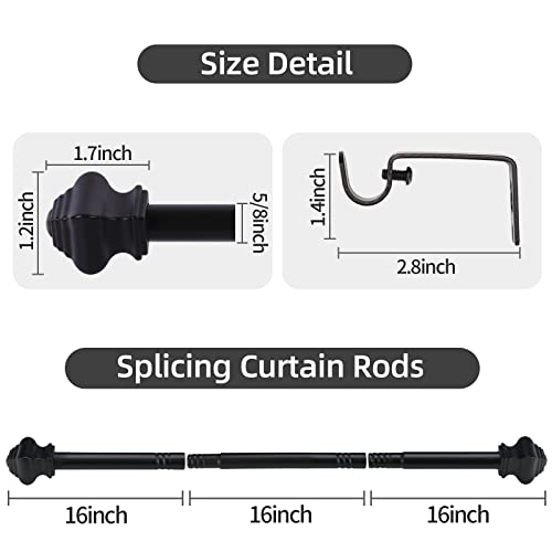 Thestoa Curtain Rods for Windows 78-124 Inch, 5/8"Black Curtain Rods for Bedroom, Living Room, Outdoor Black - size: 32"-124"