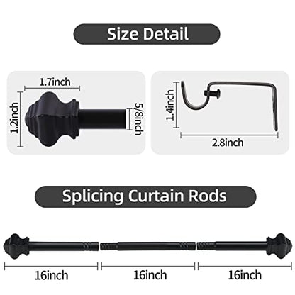 Thestoa Curtain Rods for Windows 78-124 Inch, 5/8"Black Curtain Rods for Bedroom, Living Room, Outdoor Black - size: 32"-124"
