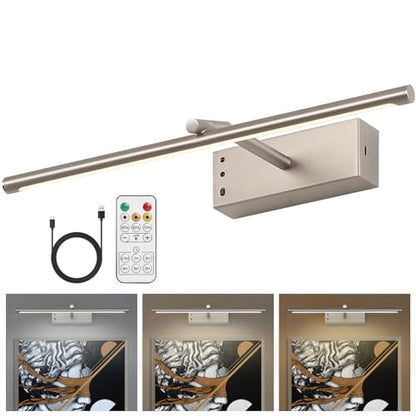 Picture Light, Wireless Picture Lights for Wall, 3CCT Dimmable - color: Nickel