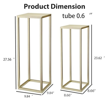 Gold Plant Stand Indoor Pack of 2, No Assembly Required Metal Pedestal Flower Stand, Upgraded 0.6" Heavy Duty Column Table for Wedding Centerpieces, Living Room Modern Flowerpot Holder Rack - color: Gold
