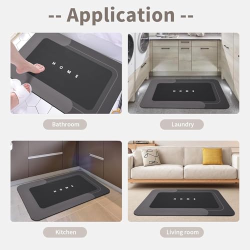 Housego Absorbent Bath Mat, Quick Dry Bath Rug, 16.93x26.77 Inch, Black - color: Black, size: 1'5" x 2'3" (Rectangular)