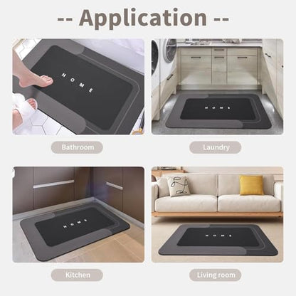 Housego Absorbent Bath Mat, Quick Dry Bath Rug, 16.93x26.77 Inch, Black - color: Black, size: 1'5" x 2'3" (Rectangular)
