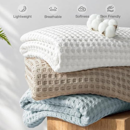 Exclusivo Mezcla 100% Cotton Blanket Full Size for Bed, Ice Blue - color: Ice Blue, size: Full (80" x 90")