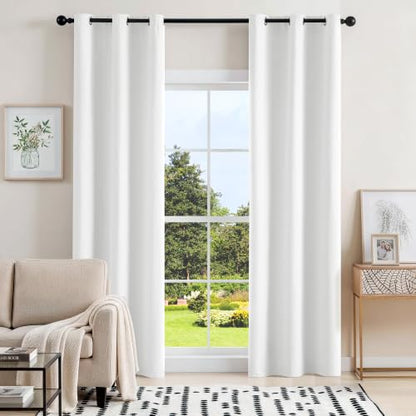 ChrisDowa White Blackout Curtains 80 Inches Long 2 Panels for Bedroom - color: White, size: 40"W x 80"L (Pack of 2)