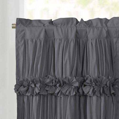HIG 2 Pack Gray Handcrafted Window Treatment Tiers Curtains, 30"x36" - color: Darkgray, size: 30"W x 36"L (Pack of 2)