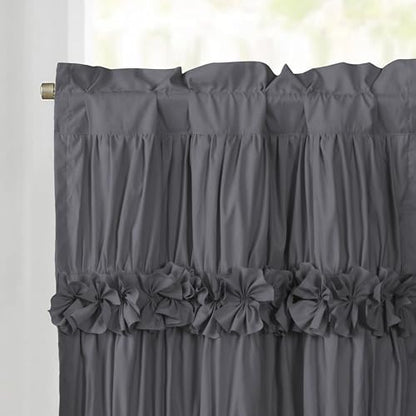 HIG 2 Pack Gray Handcrafted Window Treatment Tiers Curtains, 30"x36" - color: Darkgray, size: 30"W x 36"L (Pack of 2)