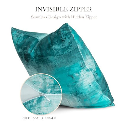 Teal Abstract Throw Pillow Covers 18x18 Set of 4 - color: Teals & Turquoise, size: 18" x 18" (Pack of 4)