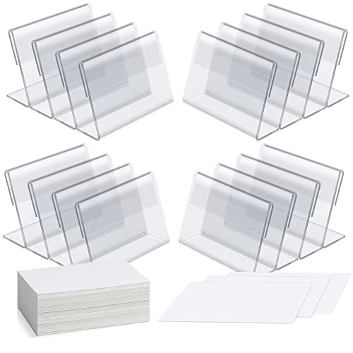 40 Pack Mini Clear Acrylic L-Sign Holders, 3.5 x 2.4 Inch