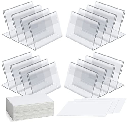 40 Pack Mini Clear Acrylic L-Sign Holders, 3.5 x 2.4 Inch
