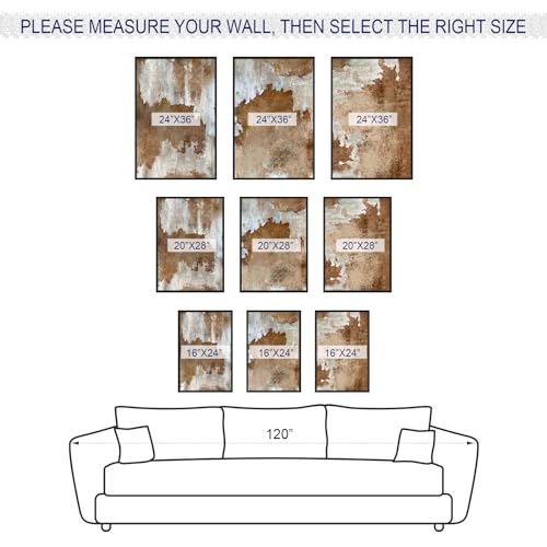 Large Framed Canvas Wall Art, Rustic Brown Abstract Prints, 20"x28"x3 - color: sepia, size: 20" X 28" X 3pcs Framed