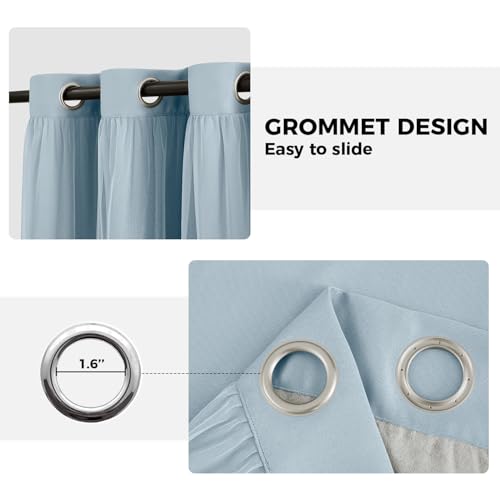 100% Blackout Curtains for Bedroom, Double Layer Blue 63" L - color: Celestial Blue, size: 52"W x 63"L (Pack of 2)