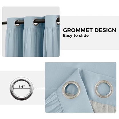 100% Blackout Curtains for Bedroom, Double Layer Blue 72" L - color: Celestial Blue, size: 52"W x 72"L (Pack of 2)