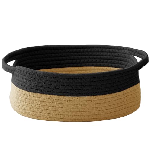 JMvicyroam Small Woven Basket, Empty Gift Basket, Black&Jute/1 Pack - color: Black&Jute, size: 1 Pack