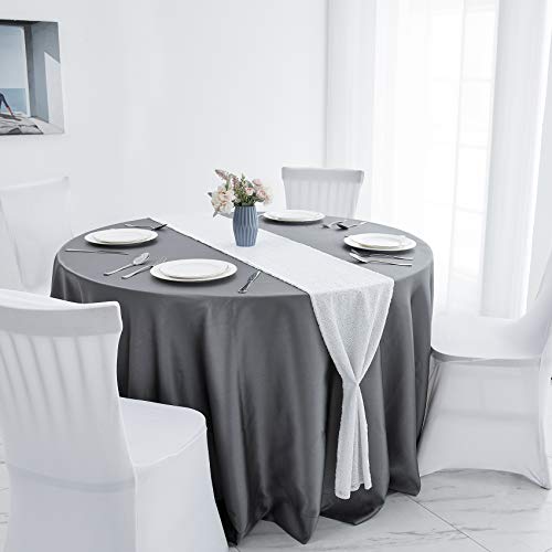 Pufogu 12 x 72 inches White Sequin Table Runner, 2 Packs - color: White