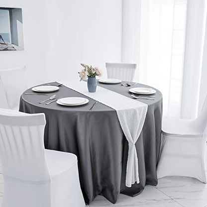 Pufogu 12 x 72 inches White Sequin Table Runner, 2 Packs - color: White